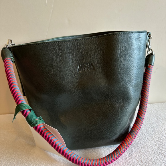 Green Crossbody Bag with Pink Strap - Picture 4 of 8